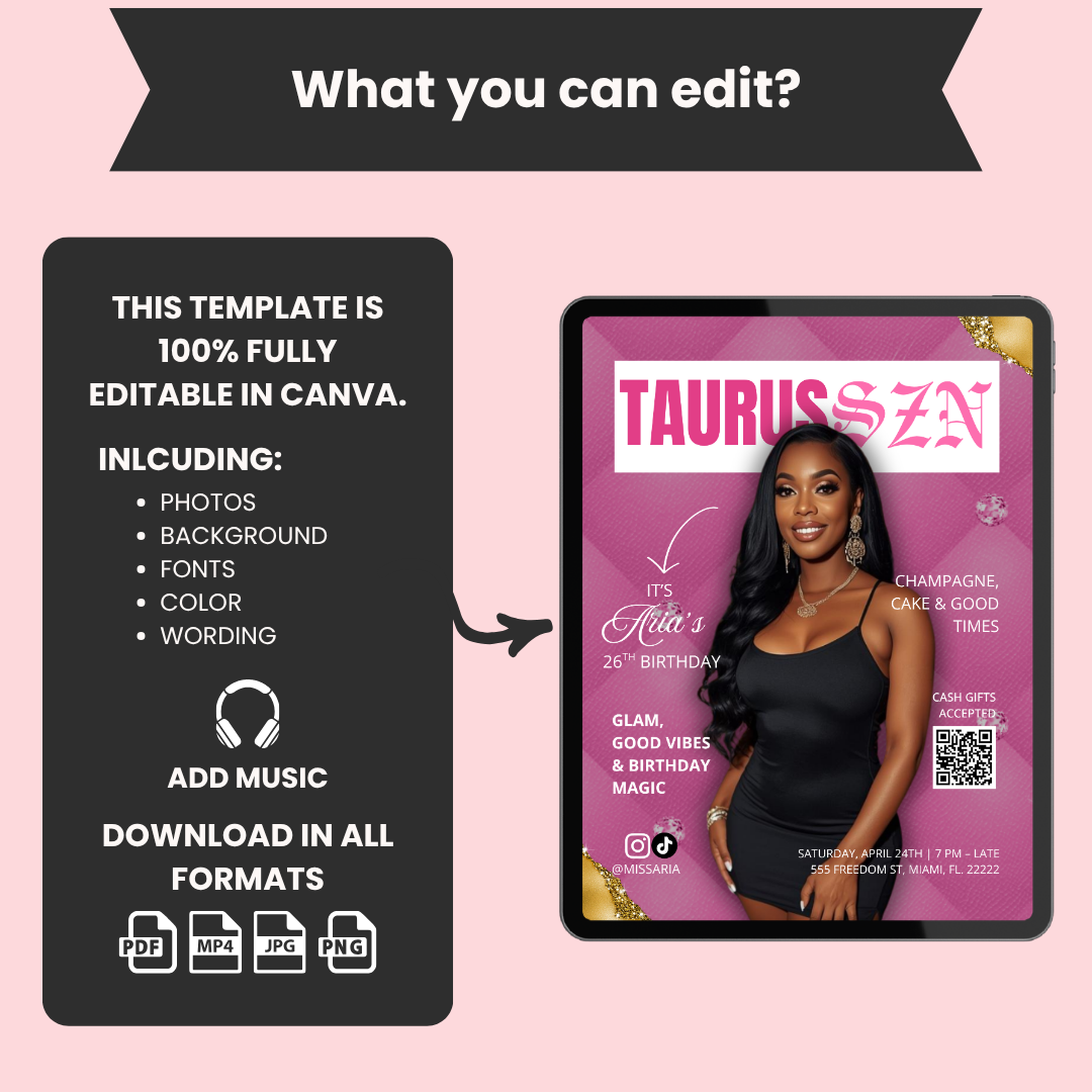 Taurus Birthday Invitation Template | Newspaper Style