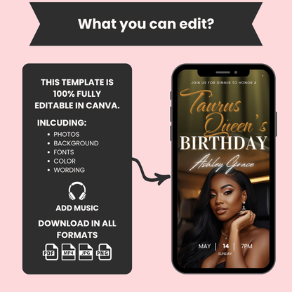 Taurus Birthday Dinner Invitation Template