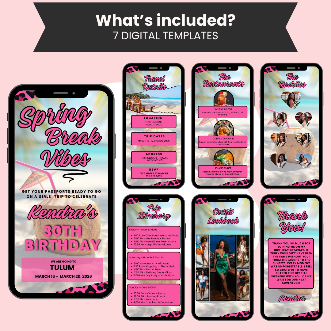 Spring Break Birthday Trip Invite & Itinerary