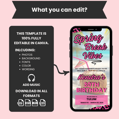 Spring Break Birthday Trip Invite & Itinerary