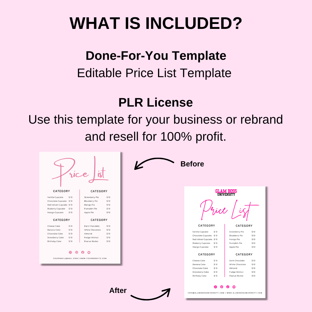 Editable Price List Template