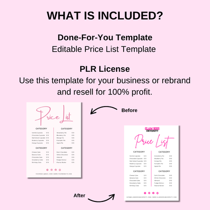 Editable Price List Template