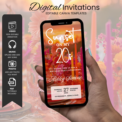 Sunset On My 20s Birthday Invitation