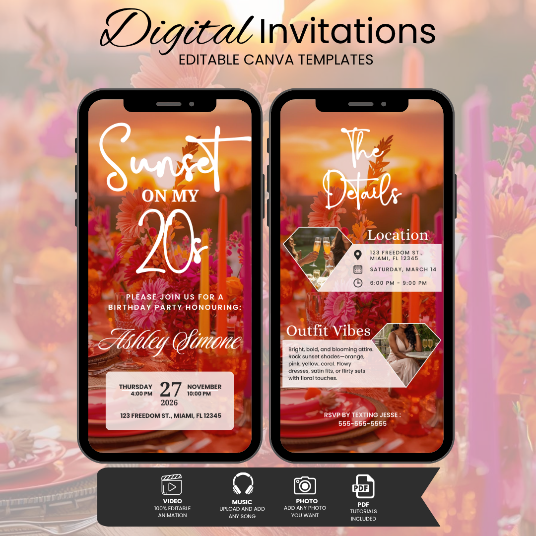 Sunset On My 20s Birthday Invitation