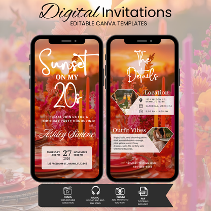 Sunset On My 20s Birthday Invitation