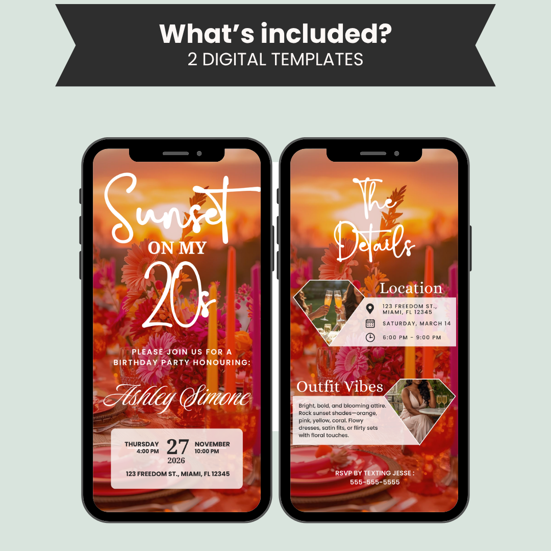 Sunset On My 20s Birthday Invitation
