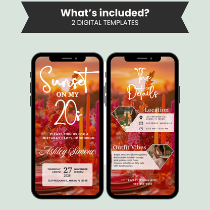 Sunset On My 20s Birthday Invitation