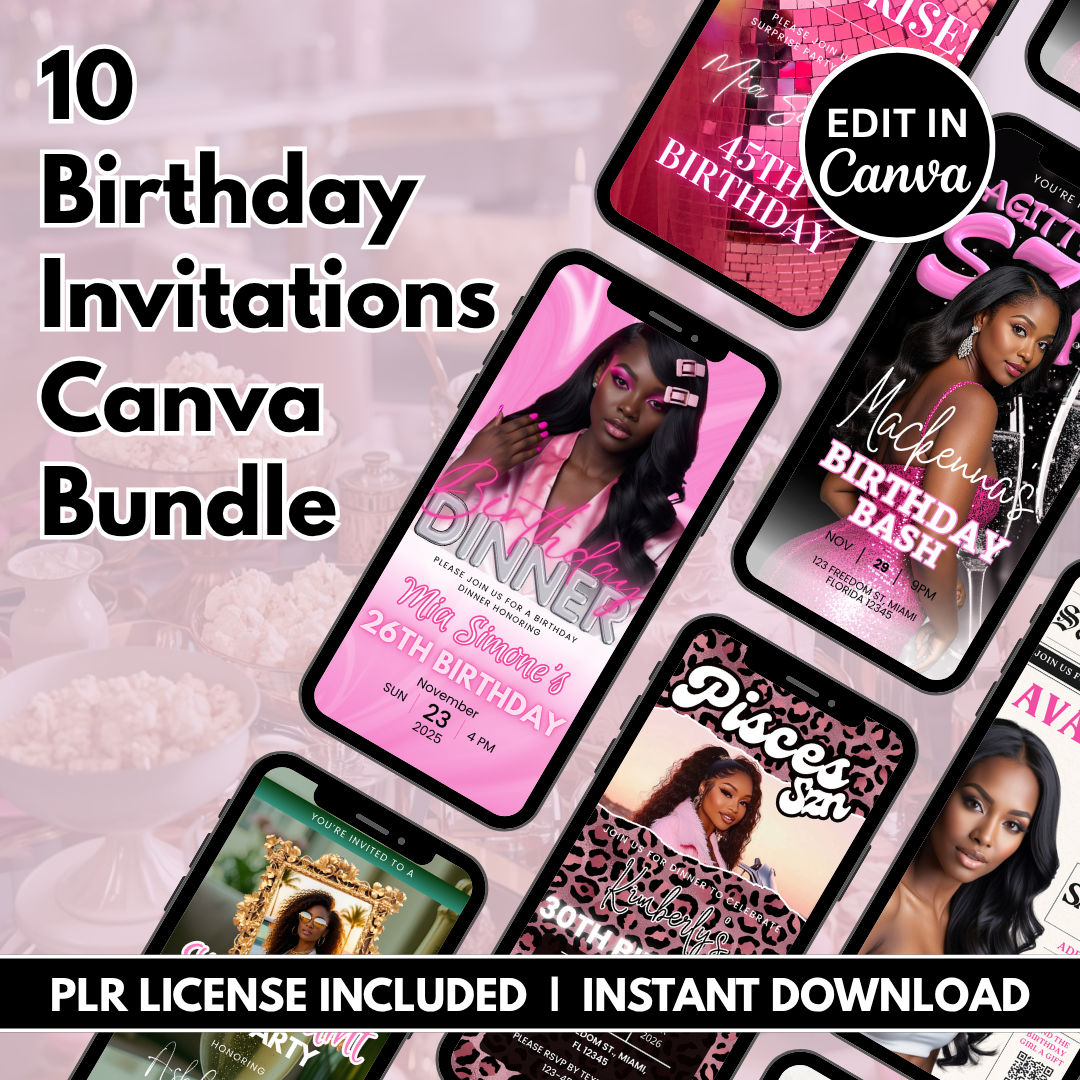 PLR Birthday Invitation Canva Bundle