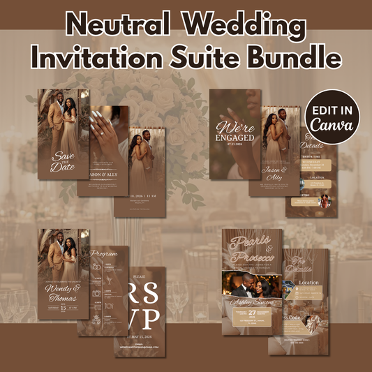 Neutral Wedding Invitation Suite Bundle