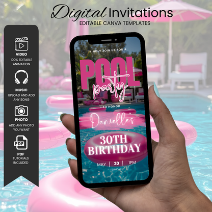 Pool Party Birthday Invitation