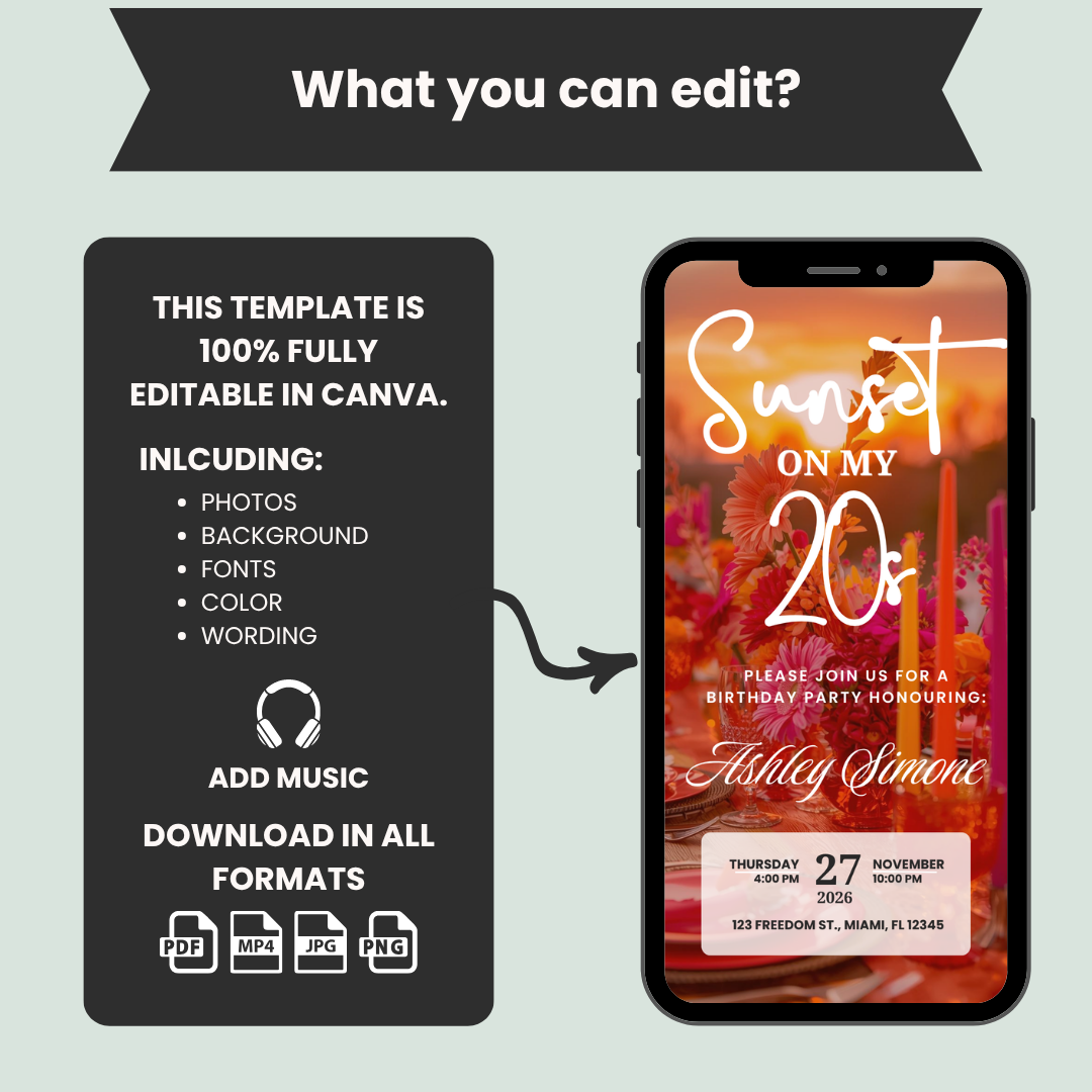 Sunset On My 20s Birthday Invitation