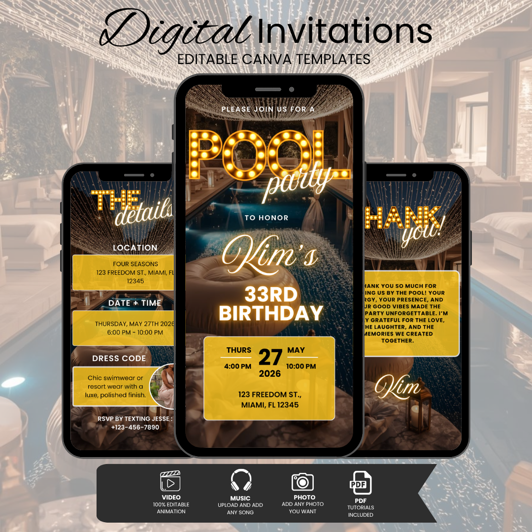 Pool Party Birthday Invitation