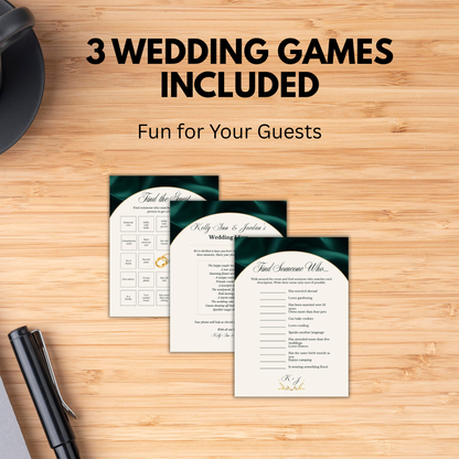 Emerald Green Wedding Details Templates Bundle