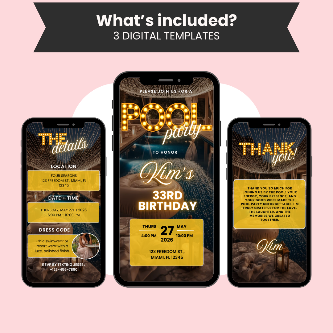 Pool Party Birthday Invitation