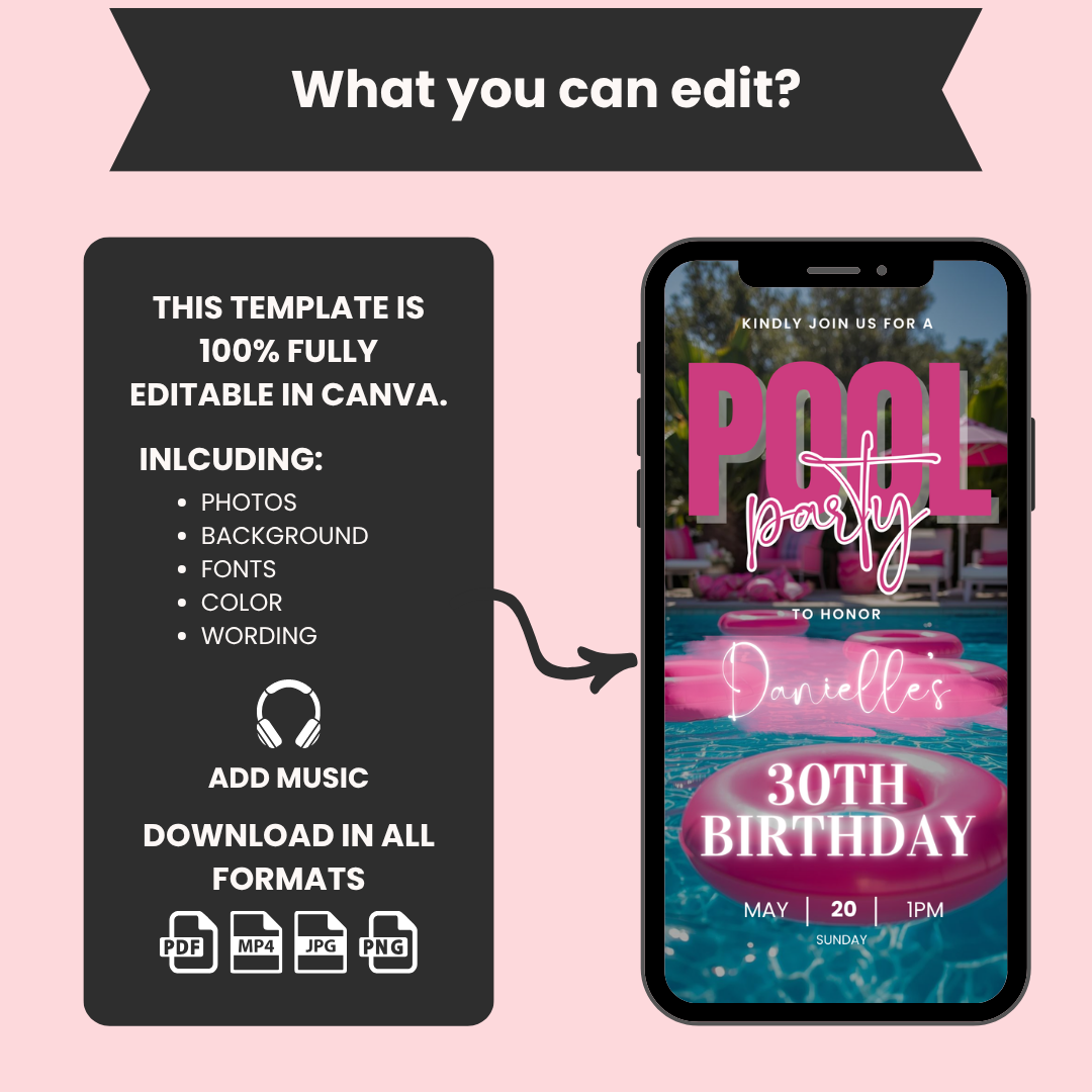 Pool Party Birthday Invitation