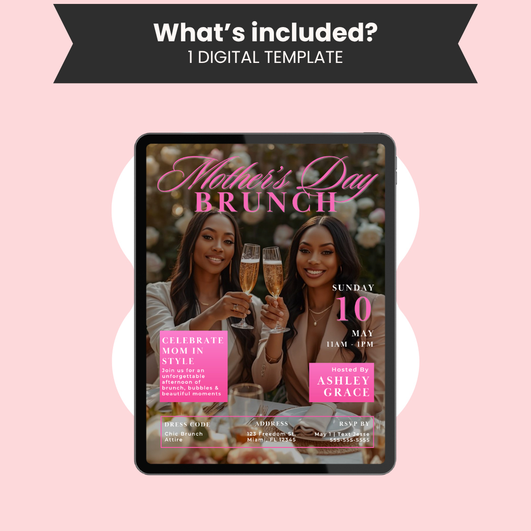 Mothers Day Brunch Invitation | Animated Magazine Cover Invite | Editable Canva Template | Brunch Party Flyer