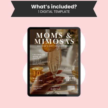 Moms & Mimosas  Mothers Day Brunch Invitation | Animated Magazine Cover Invite | Brunch Party Flyer