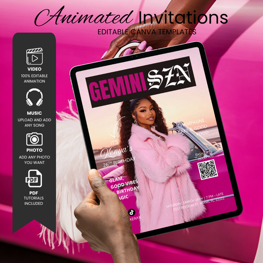 Gemini Birthday Magazine Cover Invite