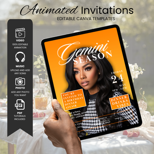 Gemini Birthday Magazine Cover Invite