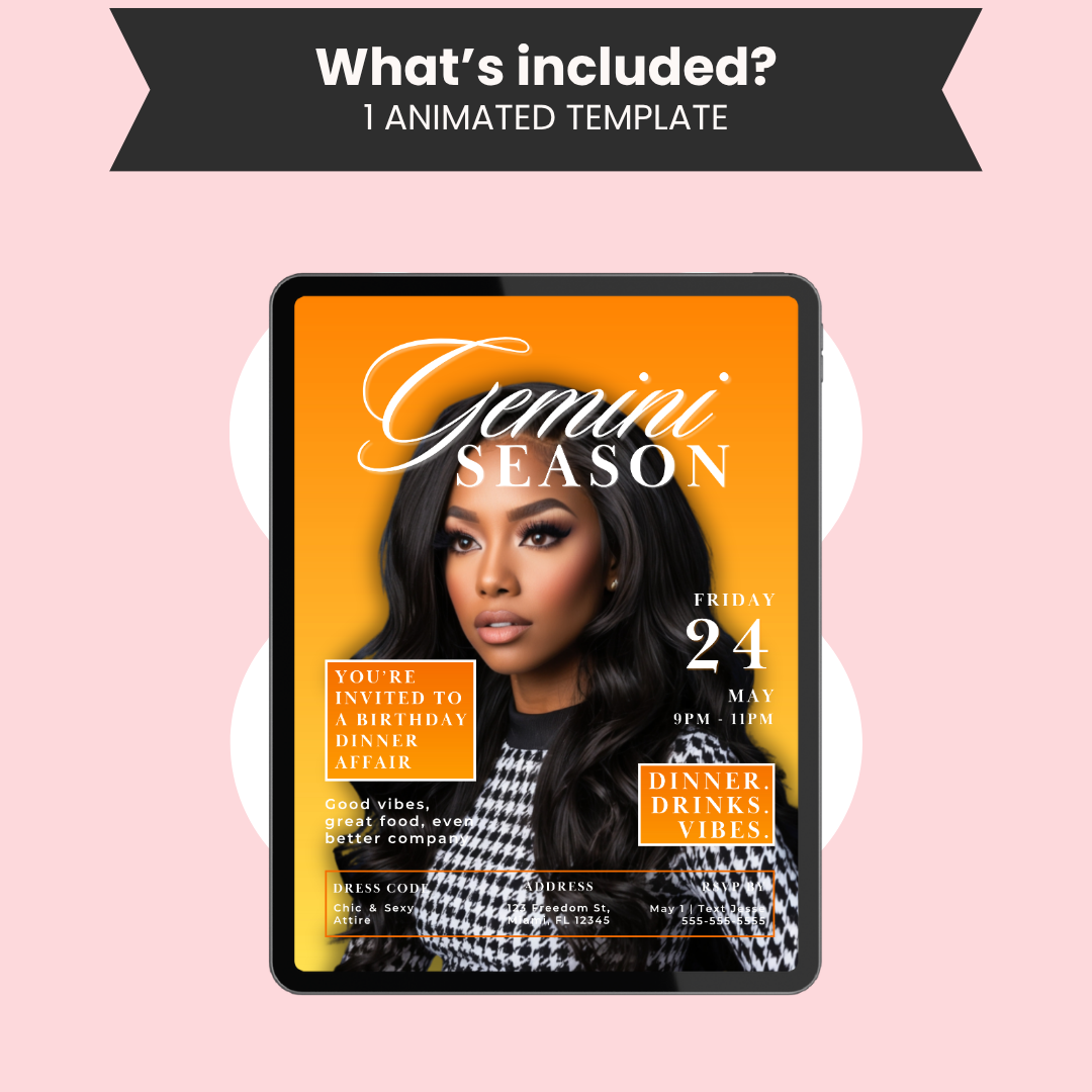 Gemini Birthday Magazine Cover Invite