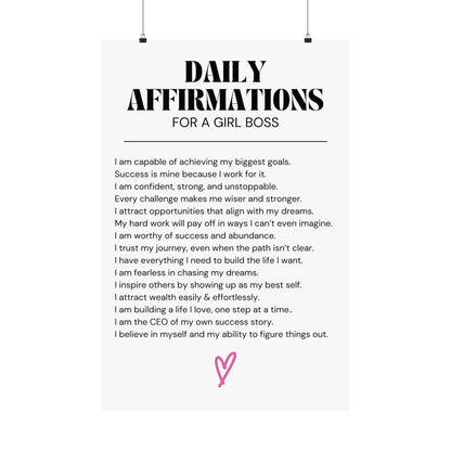 Daily Affirmations for Girl Boss Wall Print