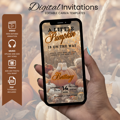 Pumpkin On The Way Baby Shower Invitation