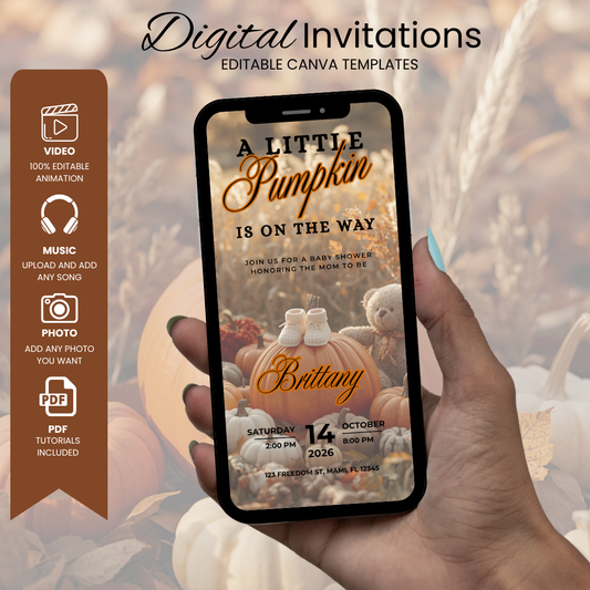 Pumpkin On The Way Baby Shower Invitation