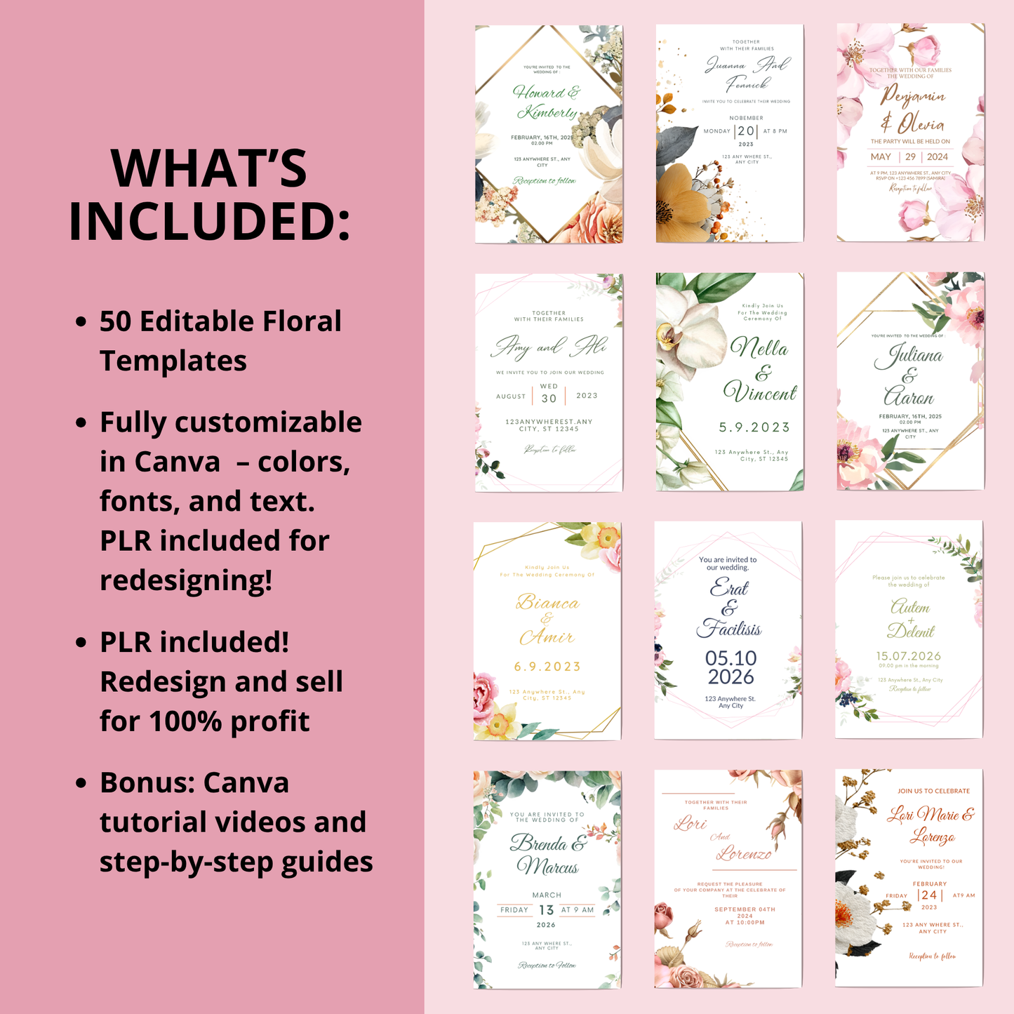 Floral Wedding Invitation Bundle Template