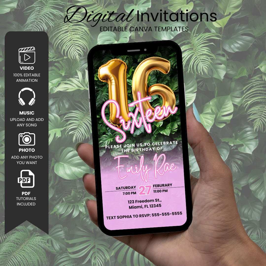 Sweet 16 Birthday Invitation Template