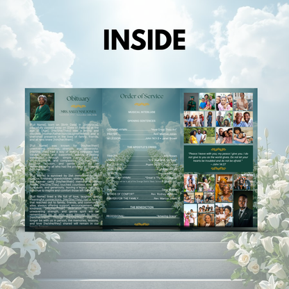 Green Funeral Trifold Pamphlet Memorial Bundle