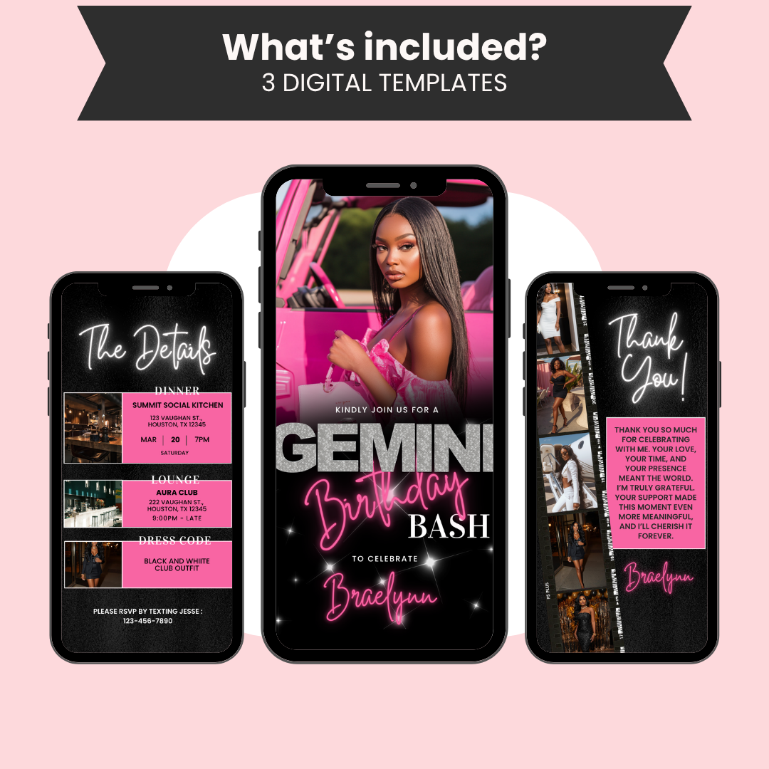 Gemini Birthday Invitation Template