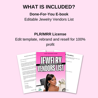PLR Editable Jewelry Vendors List