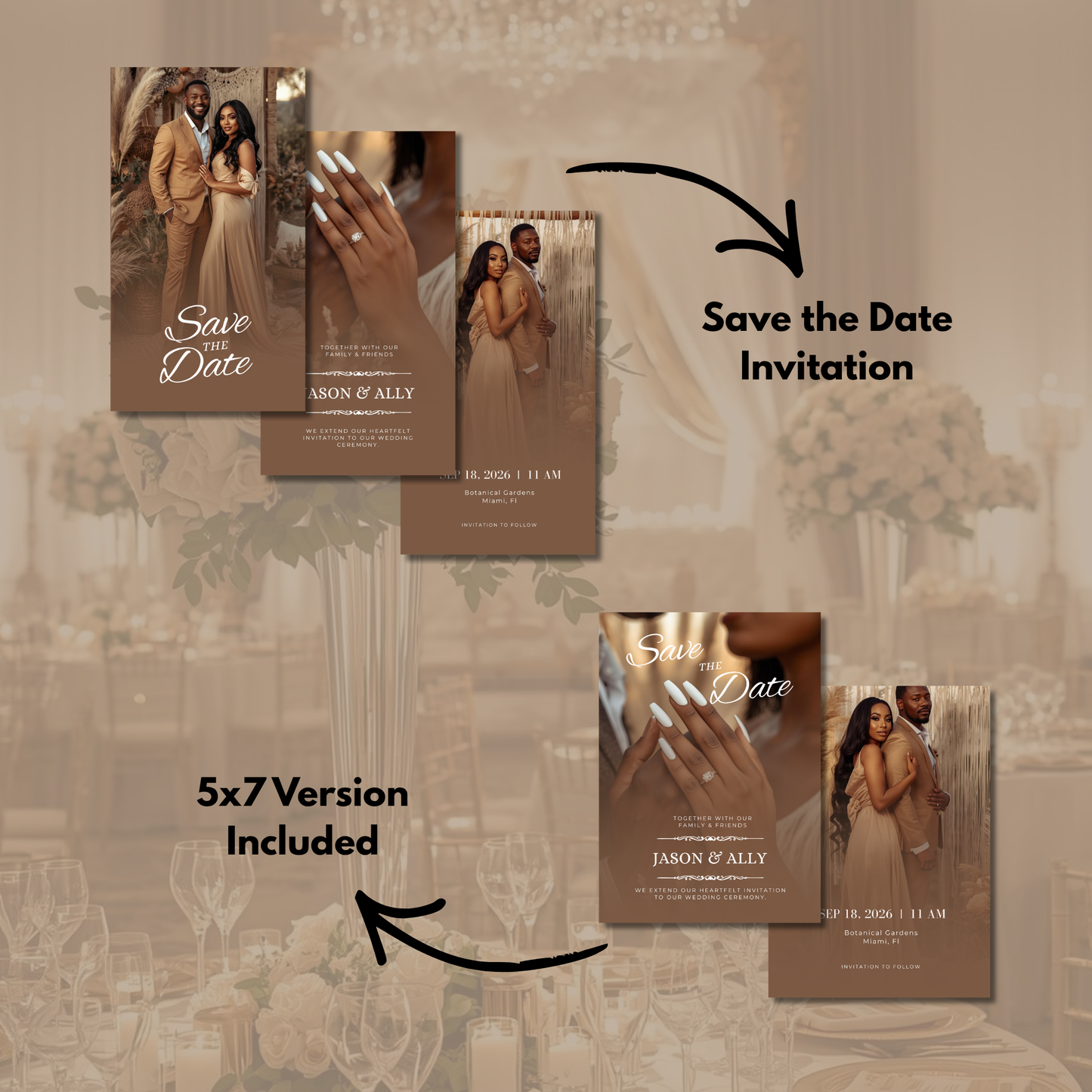 Neutral Wedding Invitation Suite Bundle