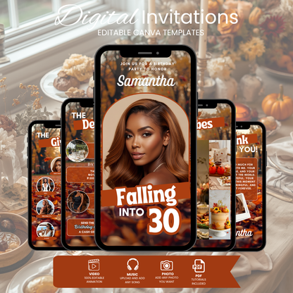 Falling Into 30 Birthday Invitation