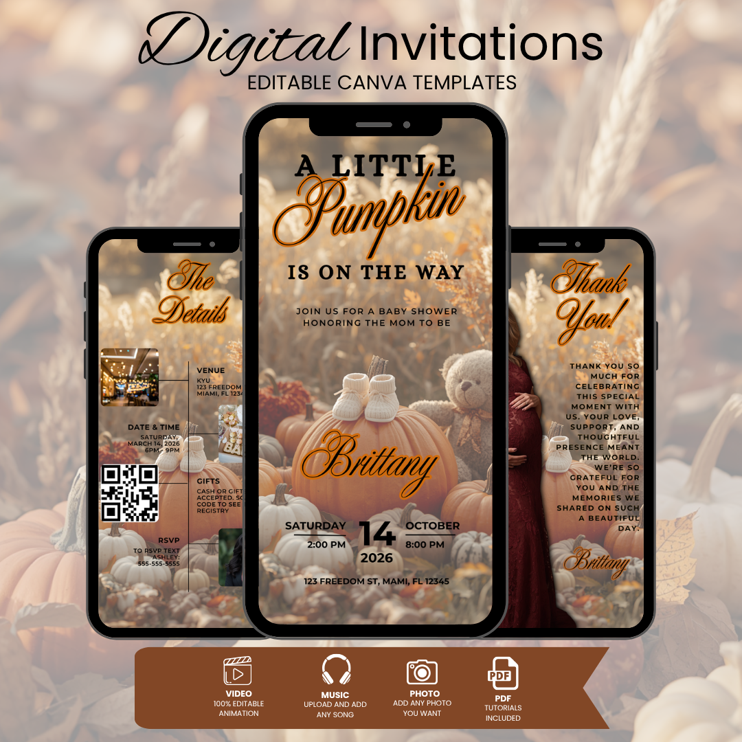 Pumpkin On The Way Baby Shower Invitation