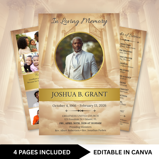 Golden Gates Funeral Program Template