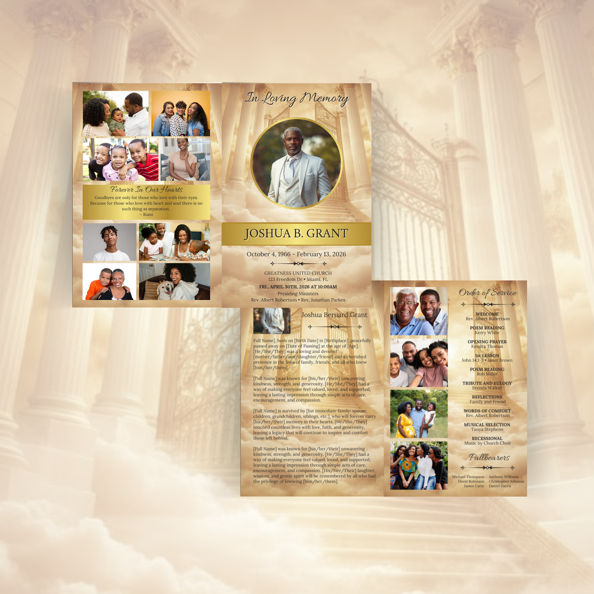Golden Gates Funeral Program Template