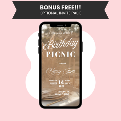 Animated Picnic Birthday Invitation