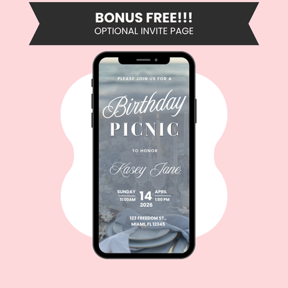 Animated Picnic Birthday Invitation