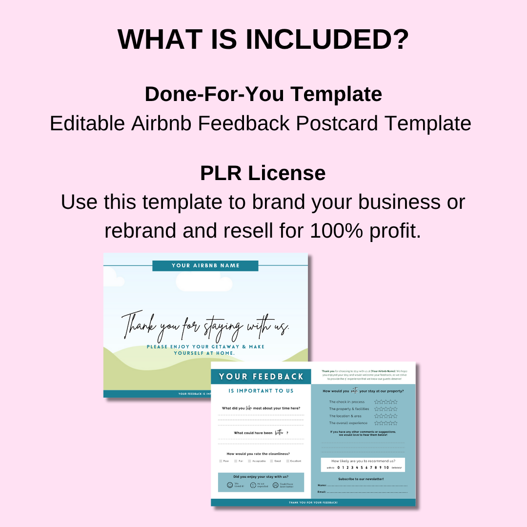 Airbnb Feedback Postcard Template