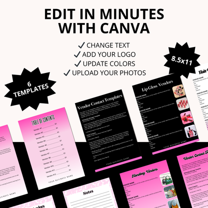 PLR Vendor List Ebook Bundle | Editable Blank Vendor List Templates,