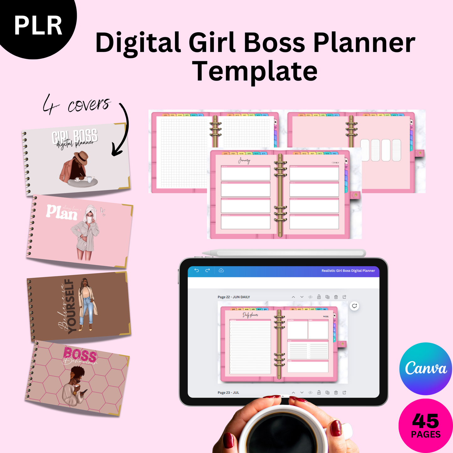 PLR Realistic Digital Girl Boss Planner