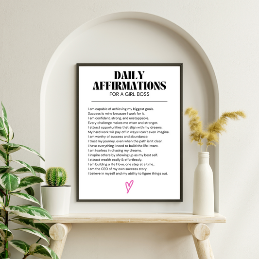 Daily Affirmations for Girl Boss Wall Print